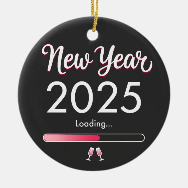 Adorno De Cerámica Nochebuena de Año Nuevo 2025 (Frente)