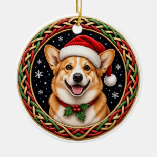 Adorno De Cerámica Nochebuena Personalizada Nudo Celta Corgi