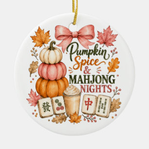 Adorno De Cerámica Noches de Mahjong con Especias de Calabaza