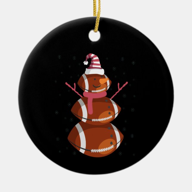 Adorno De Cerámica Nochevieja Navidades de Rugby Snowman en el fútbol (Frente)