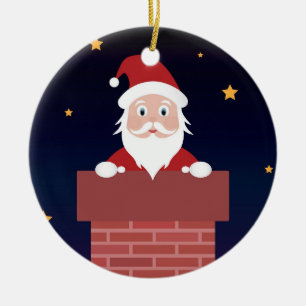 Adorno De Cerámica Nochevieja Papá Noel en la chimenea