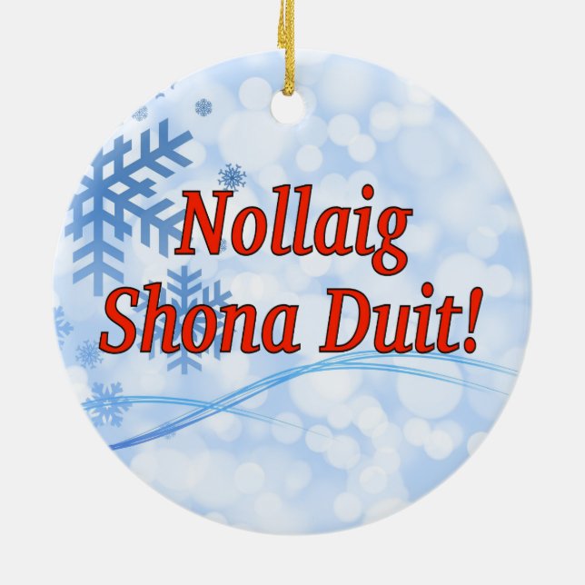 Adorno De Cerámica ¡Nollaig Shona Duit! Felices Navidad en el rf (Atrás)