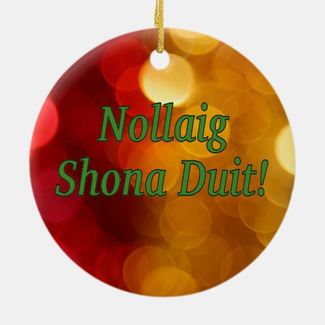 Adorno De Cerámica ¡Nollaig Shona Duit! Feliz Navidad en irlandés (Atrás)