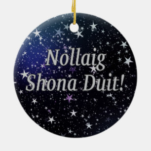 Adorno De Cerámica ¡Nollaig Shona Duit! Feliz Navidad en irlandés