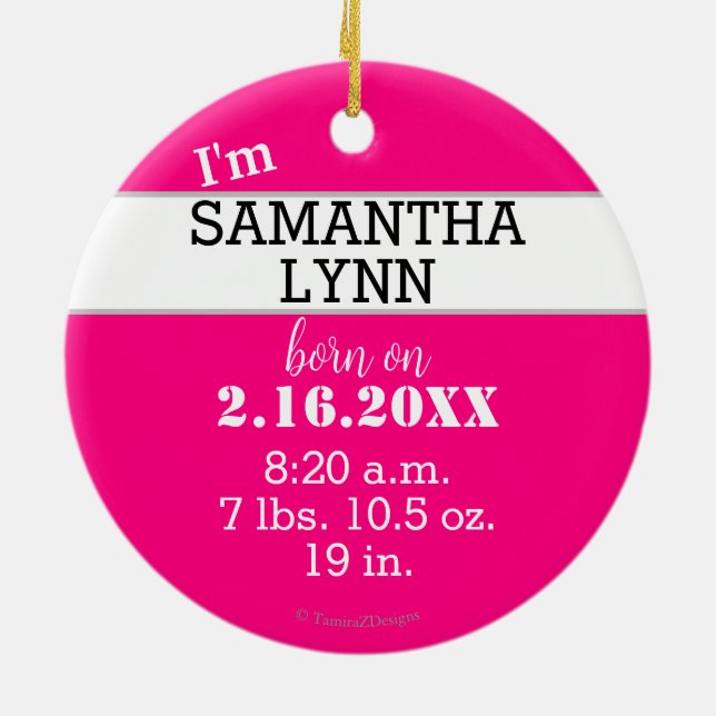 Adorno De Cerámica Nombra de niña Hola al mundo azul rosado (Atrás)