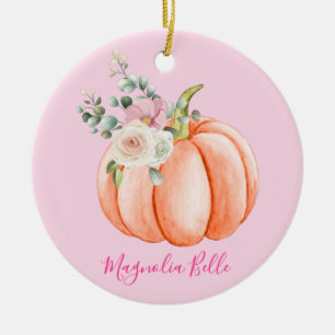 Adorno De Cerámica Nombre de calabaza pequeña floral de primavera ros