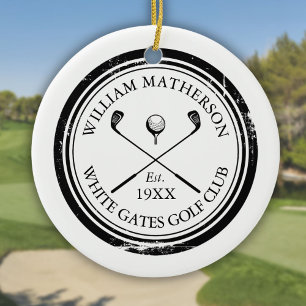 Adorno De Cerámica Nombre de club de golf clásico personalizado