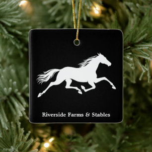 Adorno De Cerámica Nombre de cuadra de caballos ecuestres Negro