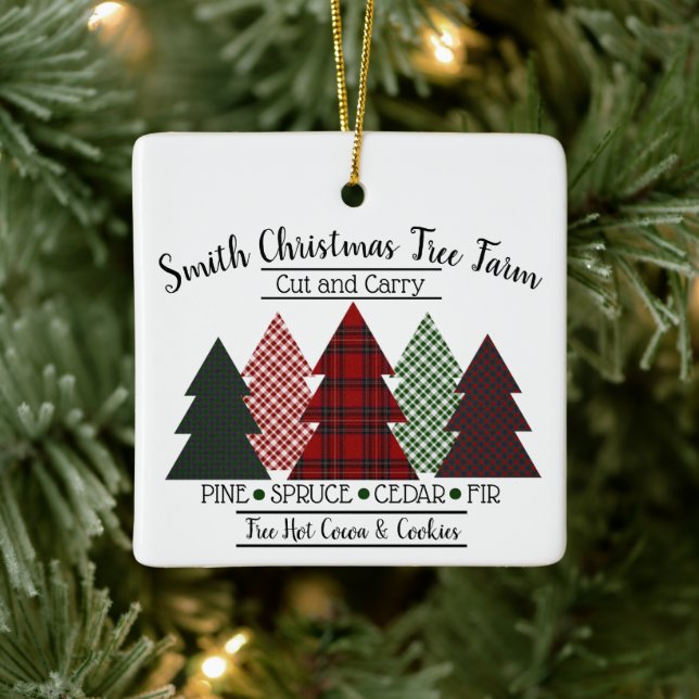 Adorno De Cerámica Nombre de familia Árbol de Navidad Granja Ce de Pl (Árbol)