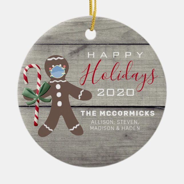 Adorno De Cerámica Nombre de familia de hombre de pan de jengibre 202 (Frente)
