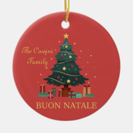 Adorno De Cerámica Nombre de familia italiana Buon Natale Personaliza