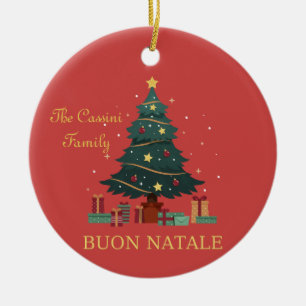 Adorno De Cerámica Nombre de familia italiana Buon Natale Personaliza
