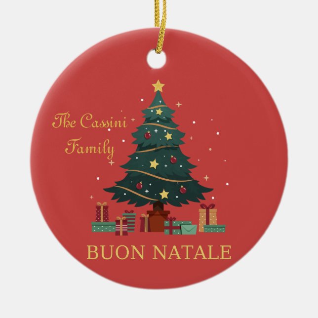 Adorno De Cerámica Nombre de familia italiana Buon Natale Personaliza (Frente)