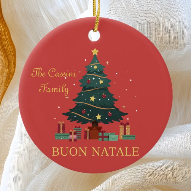 Adorno De Cerámica Nombre de familia italiana Buon Natale Personaliza (Subido por el creador)