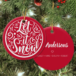 Adorno De Cerámica Nombre de familia personalizado Dejar que nieve Na