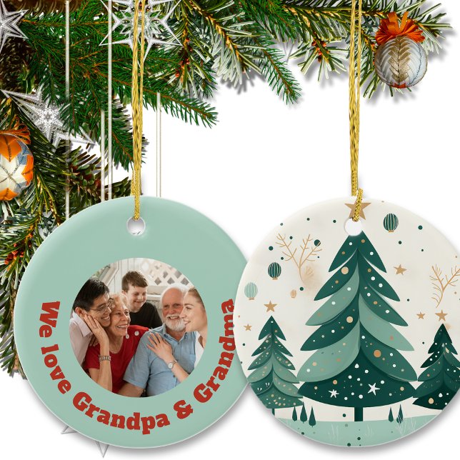 Adorno De Cerámica Nombre de familia y foto de Personalizado de árbol (Subido por el creador)