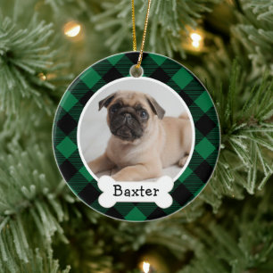 Adorno De Cerámica Nombre de foto de perro de Navidad con cuadros de