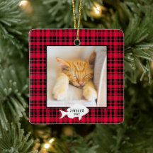 Nombre de gato de cuadros rojos festivos de Navida