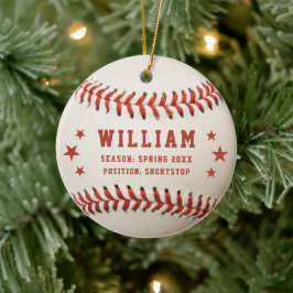 Adorno De Cerámica Nombre de jugador de béisbol personalizado Navidad