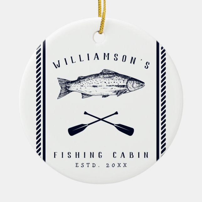 Adorno De Cerámica Nombre de la familia Cabina de Pesca Minúsculo azu (Frente)