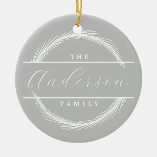 Adorno De Cerámica Nombre de la familia Custon y foto con acentos de  (Frente)