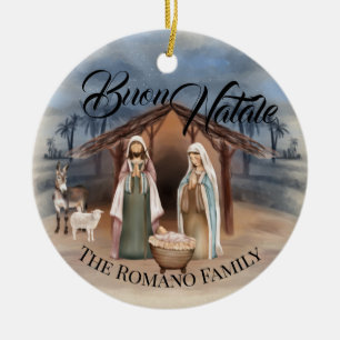 Adorno De Cerámica Nombre de la familia italiana Buon Natale Nativity