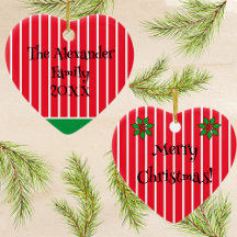 Nombre de la familia y año en franjas rojas y blan