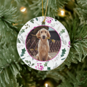Adorno De Cerámica Nombre de la primera foto de Navidad caprichoso
