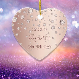 Adorno De Cerámica Nombre de los diamantes de oro de rosa de 21 años 