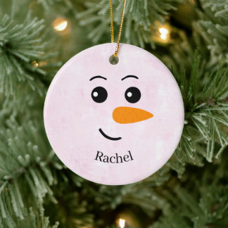 Adorno De Cerámica Nombre de muñeco de nieve personalizado