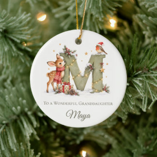 Adorno De Cerámica Nombre de Navidad personalizado – Letra M