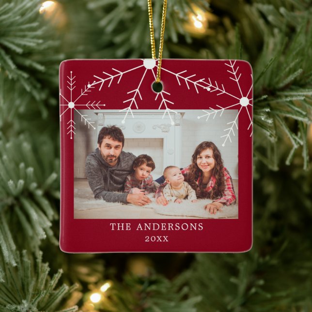 Adorno De Cerámica Nombre de Navidades de copos de nieve de la famili (Árbol)