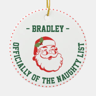 Adorno De Cerámica Nombre de Navidades divertidos, lista traviesa