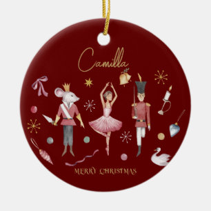 Adorno De Cerámica Nombre de navidades Nutcracker Ballerina Whimsical