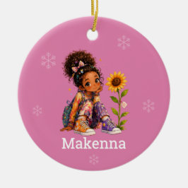 Adorno De Cerámica Nombre de niña de pelo oscuro personalizado