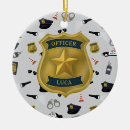 Adorno De Cerámica Nombre de oficial de policía tema policíaco