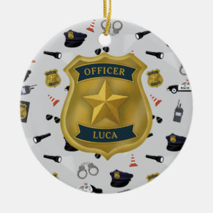 Adorno De Cerámica Nombre de oficial de policía tema policíaco