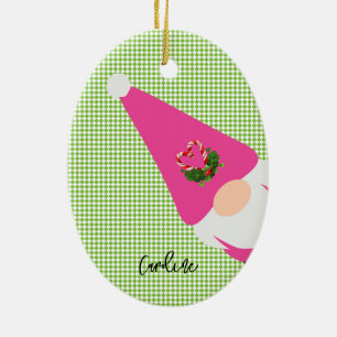 Adorno De Cerámica nombre de patrón gnome rosa navidades corrector ve