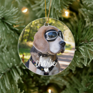 Adorno De Cerámica Nombre de Perro Personalizado Foto de Mascota