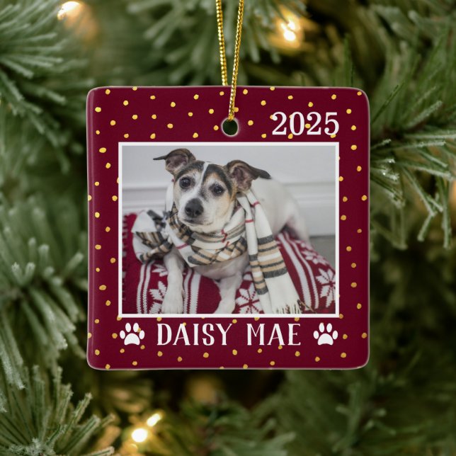 Adorno De Cerámica Nombre de perro Personalizado lindo Año impresión  (Árbol)