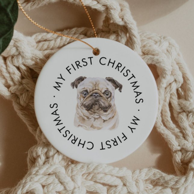 Adorno De Cerámica Nombre de perro personalizado Pug Lover Mi Primera (Subido por el creador)