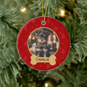 Adorno De Cerámica Nombre de perro rojo Navidad Recuerdo de vacacione