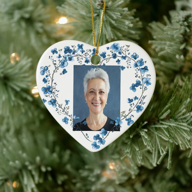 Adorno De Cerámica Nombre de personalizado Foto Flor acuarela (Árbol)