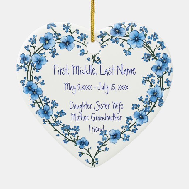 Adorno De Cerámica Nombre de personalizado Foto Flor acuarela (Atrás)