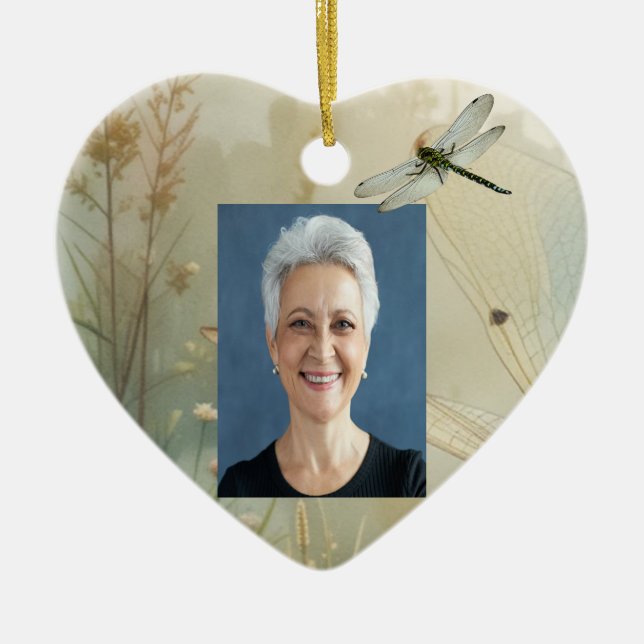 Adorno De Cerámica Nombre de personalizado Foto Flor acuarela (Frente)