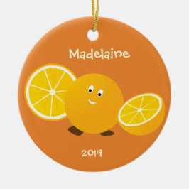 Adorno De Cerámica Nombre del año de fruta Naranja sonriente