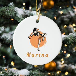 Adorno De Cerámica Nombre del Chica de Boxer Naranja de Boxer de Arte