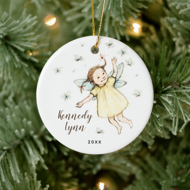Adorno De Cerámica Nombre del Chica personalizado de Little Woodland  (Árbol)