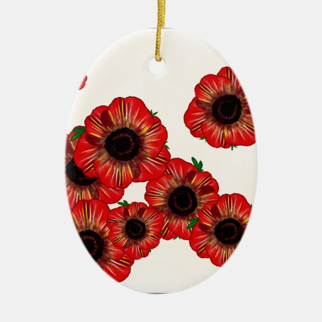 Adorno De Cerámica Nombre del chica Poppy, patrón de amapola roja Art (Frente)