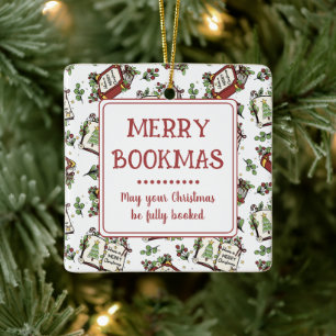 Adorno De Cerámica Nombre del Club de Lectura Feliz Navidad Personali